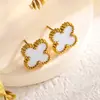 Set de trébol de cuatro hojas de acero de titanio de doble cara transfronterizo de Amazon: pulsera, collar, pendientes, anillo, juego de cuatro piezas, joyería que no se decolora