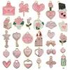 Set Mixto de 30 Colgantes de Corazón con Llave Serie San Valentín Rosa para Pulsera Collar DIY Accesorios de Joyería Transfronterizos