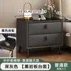 Mesita de noche de cuero, moderna y simple, para uso en el hogar, lujo ligero, pequeña, multifuncional, madera maciza, almacenamiento para dormitorio, mesita de noche, mueble de almacenamiento