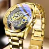 Bugalay nuevo reloj de doble cara hueco con movimiento automático no mecánico reloj tourbillon para hombre entrega transfronteriza