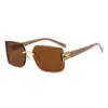 Gafas de Sol Cuadradas Curvas de Marca Nueva Transfronterizas Sin Marco Bordes Cortados Gafas de Sol de Moda para Mujeres Hombres de Tendencia Europeos y Americanos de Gama Alta