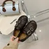 Zapatos de cuero retro estilo británico de doble hebilla para mujer, nueva colección otoño 2026, suela gruesa, mocasines versátiles, zapatos planos sin cordones