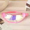 Bolsa de Cintura Unissex Cor Laser para Esportes ao Ar Livre Bolsa de Armazenamento à Prova d'Água TPU Transparente Casual Portátil Bolsa de Ombro