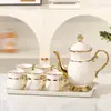 Juego de Tetera y Tazas de Cerámica de Alto Valor de Color Frío para Sala de Estar del Hogar, Simple, Creativo, Juego de Té