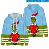 Chaleco con capucha para hombre, monstruo de pelo verde navideño transfronterizo, impresión digital 3D, gekilin cabeza verde, comercio exterior de Europa y Estados Unidos
