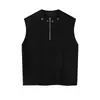 Chaleco Retro Americano con Media Cremallera para Hombre Verano Tendencia Marca Diseño Industrial Pesado con Remaches Sentido del Diseño Camiseta Holgada Chaleco Deportivo