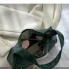 Bolsa de Oso de Dibujos Animados para Mujer Verano Verde Pequeña Fresca Versátil Bolso de Hombro Casual Bordado de Flores Bolso de Mano de Moda