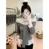 Camisa larga a la moda y chic de estilo coreano con diseño de dos piezas falso para mujer, nuevo diseño de principios de otoño con un aire juvenil
