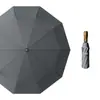 Novo Guarda-chuva Automático Completo com 10 Varetas, Cabo de Madeira Elegante, Proteção Solar para Dias Ensolarados, Guarda-chuva Dobrável Elegante para Negócios Masculino com Logotipo Personalizável