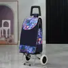 Carrito de Compras de Acero Inoxidable, Carrito Trepador de Escaleras, Carrito Grande Plegable para el Hogar para Personas Mayores, Carrito de Arrastre Manual
