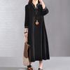 Vestido de lino y algodón de talla grande para mujer, otoño e invierno, nuevo, holgado, bordado, estilo Mori, retro, estilo étnico, manga larga, midi de lino