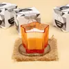 Vela Perfumada de Vidrio, Taza Rayada, Luz y Sombra, Cena Romántica a la Luz de las Velas, Vidrio con Forma de Corazón, Vela para Arreglo Festivo