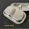Prato Panda de Aço Inoxidável 304 Desenho Animado Prato de Lanche Infantil Anti-Queda Doméstico Prato com Múltiplos Compartimentos com Duas Alças Prato de Massa Prato