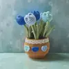 Popular Transfronteiriço Acabado Feito à Mão Buquê de Lã Tulipa de Crochê Grande em Vaso Decoração de Escritório Casa Feriado
