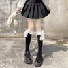 Calcetines de Encaje Lolita hasta la Pantorrilla Estilo Japonés Chica Suave Calcetines de Encaje con Lazo hasta Media Pantorrilla Algodón Sedas y Satines Dulces Calcetines de Princesa Calcetines para Niñas