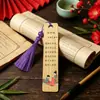 Marcador de Libros de Bambú Estilo Chino Poesía Antigua Borla Creativa Para Estudiantes de Primaria Regalo de Lectura Papelería Souvenir Cultural y Creativo