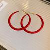 Brincos Círculo Nicho Cor de Vinho com Gotejamento de Óleo Retrô, Modernos, Simples, Geométricos, Elegantes, Brincos de Alta Qualidade para Mulheres