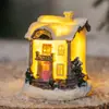Casa Pequeña Estereoscópica Colorida Luminosa de Navidad Adornos para Ventana de Año Nuevo Decoración de Micro Paisaje Resina Pequeños Regalos para Niños