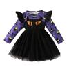 Vestido de Halloween com Manga Longa e Estampa de Olhos para Meninas Europeias e Americanas Moda Simples Costura Malha Vestido de Princesa em estoque