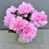 Flor de Peônia Simulada com Seis Cabeças, Grande Buquê Artificial de Peônia Estilo Francês, Sensação de Alto Padrão, Frete Internacional Disponível, Flores Artificiais para Uso em Casamento