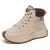 Botas de Neve Femininas com Forro de Pelúcia 2025 Novas Sapatos de Algodão Quentes de Sola Grossa Botas Curtas Sola Macia Antiderrapante Versáteis Botas de Algodão