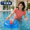 Portavasos inflable transparente azul, portavasos inflable redondo para bebidas para agua, portavasos flotante para fiestas en piscina y playa