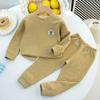 Pijama infantil conjunto para casa meninos e meninas outono e inverno forrado com fleece espessado médio e grande Crianças Bebê roupas de outono calça comprida