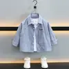 Camisa a Rayas para Niños 2026 Nueva Ropa de Otoño para Niños Estilo Callejero Fresca Hipster Bebé Primavera y Otoño Bonita Camisa de Manga Larga