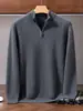 Suéter Masculino de Cashmere Liso com Gola Alta e Zíper, Tricô de Caimento Solto para Outono e Inverno, Peça Básica Casual para Negócios