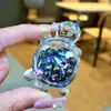 Adornos de paisaje para pecera de escritorio con forma de tortuga de frijoles de leche de arena movediza transparente de acrílico de la misma serie explosiva de TikTok