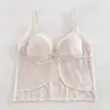 Nova Coleção de Outono Sutiã Camisola de Veludo Francês com Renda e Bojos Internos para Mulheres com Costas Bonitas e Copas Fixas