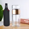 Taza de Separación de Agua y Té de Doble Capa de Vidrio para Hombres con Filtro Taza de Té Creativa Portátil para el Hogar Barrera de Agua Transparente
