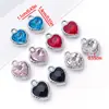 Colgante colorido en forma de corazón con incrustaciones de diamantes, accesorios de joyería hechos a mano para bricolaje, pendientes, llaveros, pequeños colgantes de aleación electrochapada
