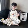 Conjunto de pijama de manga larga de imitación de algodón lindo para primavera y otoño, ropa para el hogar para padres e hijos, para niñas y niños de 15 años