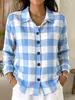 Camisa casual de manga larga para mujer, marca independiente, estilo a cuadros transfronterizo, Amazon, corte holgado, estilo europeo y americano, cómoda, 2026