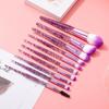 Kit de 10 pincéis de maquiagem transfronteiriço, cabo de cristal com lantejoulas, pincel de fibra para rosto e olhos, ferramentas de beleza coloridas