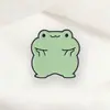 Broche de rana de dibujos animados transfronterizo sosteniendo su barbilla, lindo animal metálico verde claro peculiar adorable