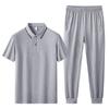 Diyu Shenlong Algodón Hielo Casual Deportivo Traje para Hombre Verano Mediana Edad y Adultos Mayores Camisa Polo de Manga Corta y Pantalones Conjunto de Dos Piezas
