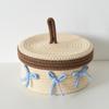 Caja de Almacenamiento de Escritorio Ins Cesta de Almacenamiento Tejida a Mano Cuerda de Algodón con Tapa para Cesta de Almacenamiento de Artículos Varios Cesta para el Hogar Dormitorio Infantil