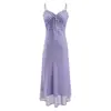 Venta al por mayor Verano 2026 Nuevo Estilo Europeo y Americano Ropa para Mujer Vestido de Tirantes de Longitud Media Morado con Lunares y Lazos 26501