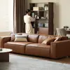 Sofá de Cuero Estilo Medieval, Sofá Suave de Forma Bloque Simple y Moderna, Sofá de Tres Plazas para Sala de Estar de Apartamento Pequeño