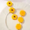 Moda 2025 Transfronteiriça Verão Doce e Bonita Menina Personalizado Resina Borla Longa Girassol Flor Orelha Feminina