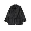 Jaqueta de Couro PU Preto Retro Wanwei para Mulheres 2025 Outono Novo Estilo Blazer de Linha Dividida Texturizado Jaqueta de Couro P3866
