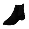 Botines nuevos de punta para otoño e invierno 2024, tacón grueso de gamuza, cremallera lateral, botas estilo Martin, tacón de moda, botas de mujer, venta al por mayor