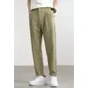 Promoção calça casual masculina de seda gelada, perna reta solta, textura, cintura elástica, slim, respirável, longa, verão, novo