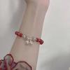 Pulsera de Elfo Oscuro para Mujer Imitación Obsidiana Cascabeles Plateados Piedra Lunar Cristal Lunar Pulsera para Novias Regalo