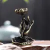 [Descuento por cantidad] Decoración de latón vintage soporte de incienso de reflujo mano de Buda soporte de incienso de loto de cobre puro decoración para el hogar interior