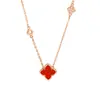 Colar Original Tichia Trevo de Quatro Folhas Feminino Prata de Lei S925 Estilo Coreano Moda Luxo Acessível Colar de Ágata de Alta Qualidade
