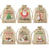 Paquete de 12 Bolsas de Arpillera Navideñas Bolsillo Bolsa de Regalo para Fiesta Bolsa de Dulces de Santa Bolsa de Empaque de Lino
