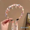 Faixa de Cabeça com Fita Floral para Mulheres, Acessório de Cabelo da Moda de Alto Padrão, Lenço e Aplique de Trança em Um, Faixa de Cabeça com Coroa Alta